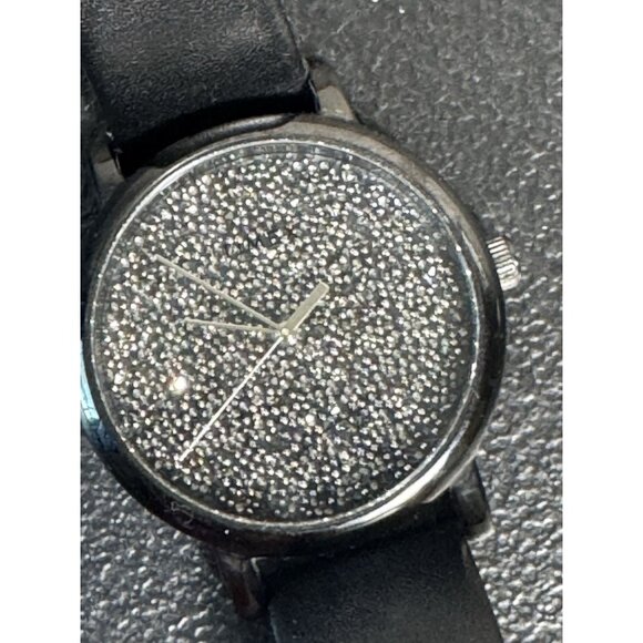 Timex Crystal‎ Opulence Quartz Black Dial Ladies Watch Black silver Leather - Picture 3 of 9